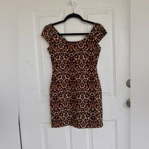 H&M cheetah print sleeveless low neck dress size 10